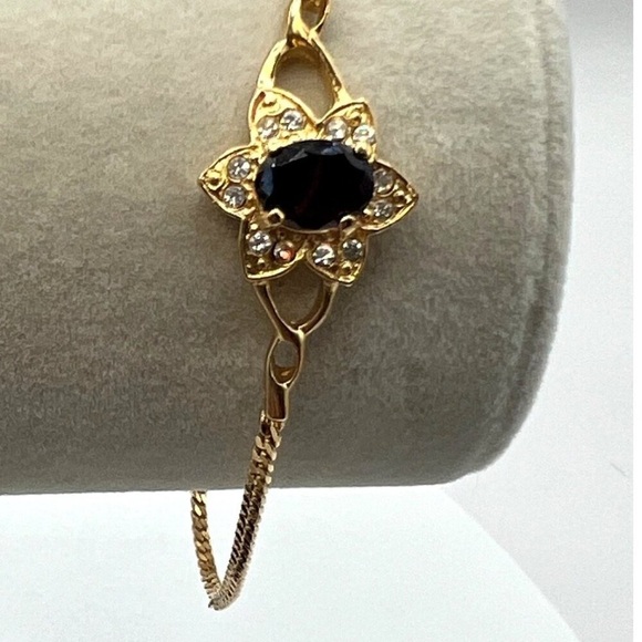 Gold Plated Ring & Bracelet Set With Garnet & Rhinestones.  A22 - Picture 3 of 10